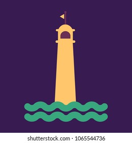 Realistic lighthouse building isolated on background. Vector illustration