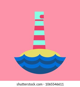 Realistic lighthouse building isolated on background.
