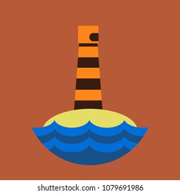 Realistic lighthouse building isolated on background.