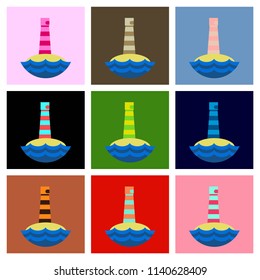 Realistic lighthouse building isolated on background.
