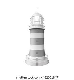 Realistic lighthouse. Illustration isolated on white background. Graphic concept for your design