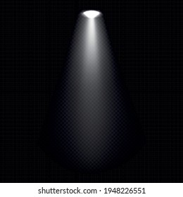 Iluminación realista, rayos de luz sobre un fondo oscuro - Ilustración vectorial