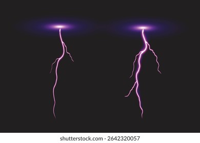Realistic Lightning Bolt Effect on Dark Background