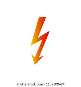 Realistic lightning bolt icon isolated on white background. Vector illustration.