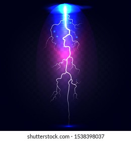 realistic lightning on dark background vector illustration