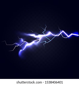 realistic lightning on dark background vector illustration