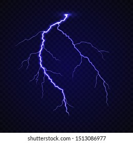 Realistic Lightning Thunder Bold Strike. Vector Illustration