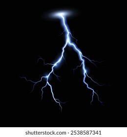 A realistic lightning vector with sharp, branching bolts and a glowing effect. Ideal for storm-themed designs, energy concepts, and adding a dynamic, powerful touch to visuals.