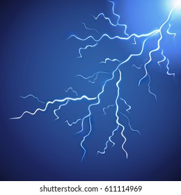 Realistic lightnings,thunder-storm,magic effects. Electricity blast.For web site,poster,placard and wallpaper