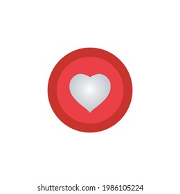 Realistic like button. Social media red knob isolated on white background. Vector illustration.