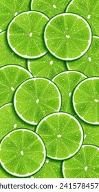 Realistic lime slices lie on the table. Vector illustration. Sketch for creativity.