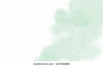 Realistic line drawing of deer ~ Grooming - bg:green gradation