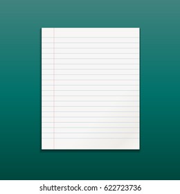 Realistic line paper note on green background