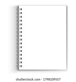 Portátiles realistas alineados. Portátiles en blanco con una cuadrícula para tareas y ejercicios. El vector bloquea hojas de papel para notas. Bloc de notas o bloc de notas con aglutinador. Aviso vectorial o diario con papel en blanco