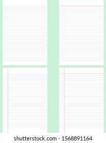 Realistic lined paper set. Lined notebook for student.