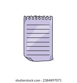 Realistic lined sticky notes with clip binder and adhesive tape. Blank note paper sheets. Information reminder. Vector illustration.