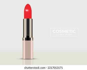 Realistic Lipstick design.Fashionable cosmetics.Lipstick on pink background