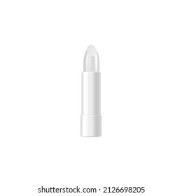 Realistic lipstick mockup, 3d vector illustration isolated on white background. Beauty product template, concept of cosmetics and lip care.