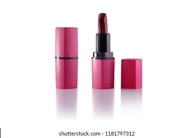 Realistic lipstick mockup set. Vector 3d pink red purple color pomade tubes. Beauty fashion women accessory. Sexy elegant glamour face makeup cosmetics. Girl lip kiss product, isolated illustration