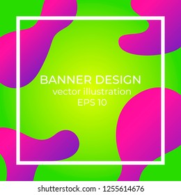 Realistic liquid abstract banner. Colorful bubble shapes composition. Color trends minimal design. Art for flyers, brochures, posters, etc. EPS10 vector.