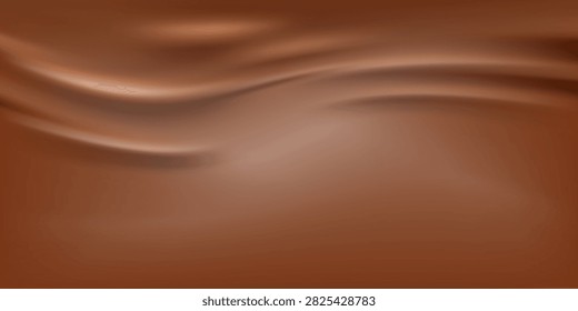 Realistic liquid chocolate background for advertising. Flowing ganache.