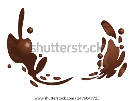 Realistic liquid chocolate long wave splash, enticing with its creamy richness, vector illustration.