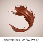 Realistic liquid chocolate splash. Splash melted chocolate. Brown choco. Vector illustration