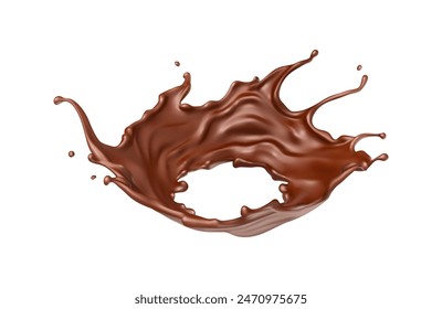 Realistic liquid chocolate splash. Splash melted chocolate. Brown choco. Vector illustration