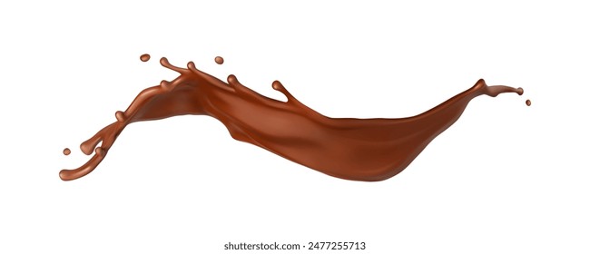 Realistic liquid chocolate splash. Splash melted chocolate. Brown choco. Vector illustration