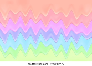 Realistic liquid paint in candy colors. 3d rendering. Horizontal background in colorful bright fluid.