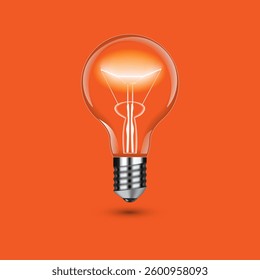 Realistic lit light bulb isolated
