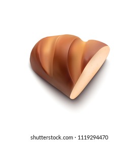 Realistic loaf or bread. Half bread vector on white background
