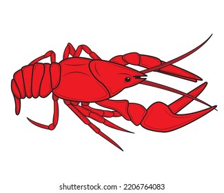 Realistic Lobster or crayfish. Seafood shop logo, signboard, restaurant menu, fish market, banner, poster design template. Fresh seafood. Vector illustration.