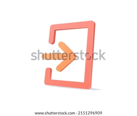 Realistic logout 3d icon design illustrations. Sign out, exit vector design concept