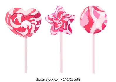 Realistic lollipop vector set. Vector illustration for christmas, new years day, sweet-stuff, winter holiday, dessert, valentine day