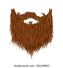 Realistic long brown beard isolated on white