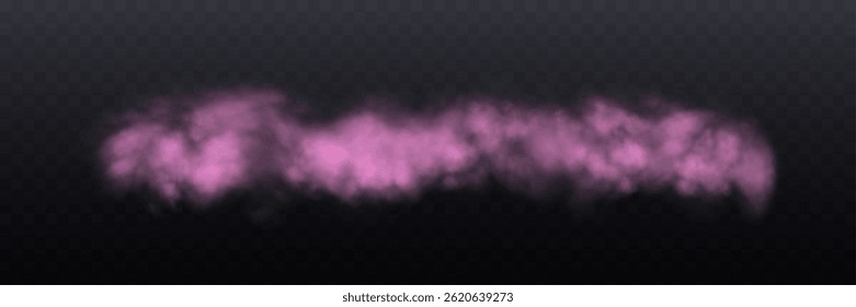 Fumo rosa claro longo realista ou névoa, efeito de sobreposição em um fundo transparente. Fogo quente e chama, nevoeiro mágico, vapor. Ilustração vetorial abstrata