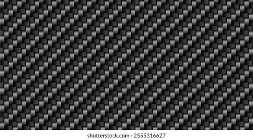 Realistic looking carbon fiber texture. Finely detailed black carbon fiber background vector illustration.