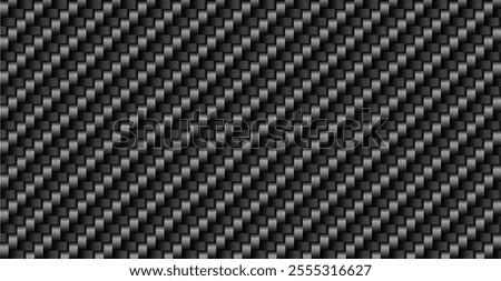 Realistic looking carbon fiber texture. Finely detailed black carbon fiber background vector illustration.