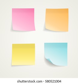Notas pegajosas de aspecto realista. Fácil de usar para su diseño con sombras transparentes.