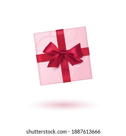 Realistic looking gift box. Top view. Vector illustration.