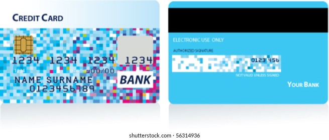 Realistic looking vector credit card. All text has been converted to outline, but you can change details for the required purpose.