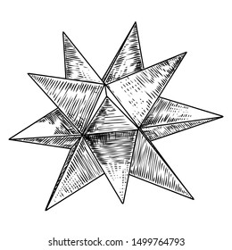 Realistic low polygon geometry shape star crystal. 3d geometric drawing. Vector.