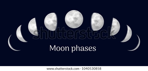 Realistic lunar calendar
contains all months. Scheduler with moon. Gradual lunar eclipse,
presentation of species of earth satellite. Vector illustration of
space event