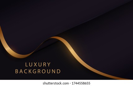 Realistic Luxury Black Gold Cloth background. With light violet tones. Great soft material. Perfect for background. Easy to edit and customize. Each element is grouped and isolated Vector Illustration