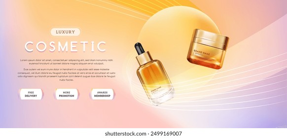 Realistic Luxury Cosmetics Packaging for Skin Care, Vector Illustration