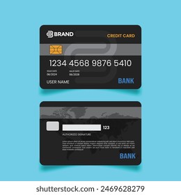 Realistic luxury credit card design double-side template vector