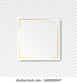 realistic luxury gold shiny border with light effect. elegance of golden glowing rectangle frame line isolated on transparent background. vector illustration