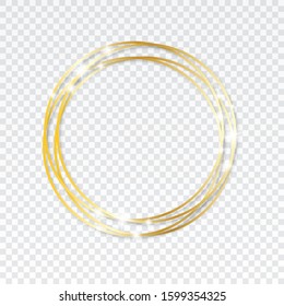 realistic luxury gold shiny circle border with light effect. elegance of golden glowing round frame line isolated on transparent background. vector illustration