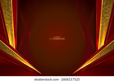 Realistic Luxury Red And Golden Background Vector